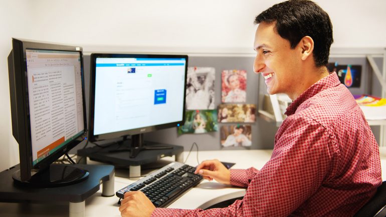 man using computer
